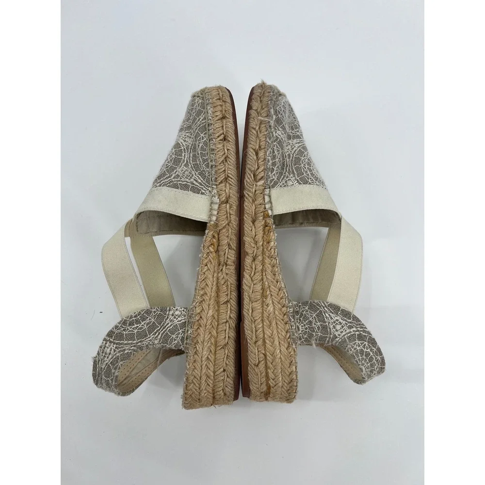 Toni Pons Origens Grey Lace Embroidered Espadrille Wedge Sandals Size 38 Spain
